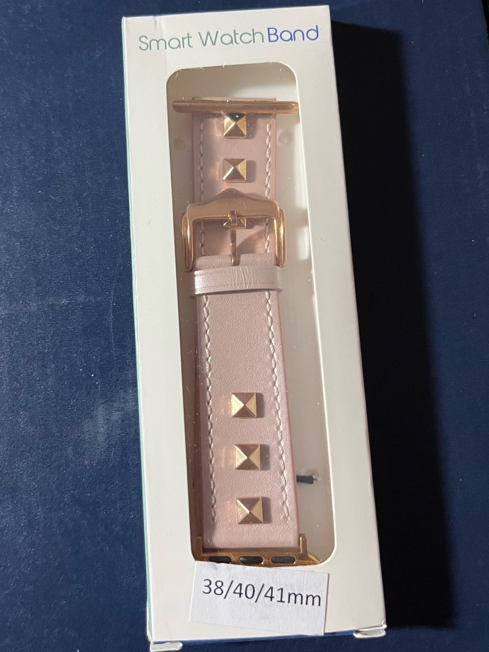 Frosted Pink - Studded Leather Smartwatch Band with Gold Accents